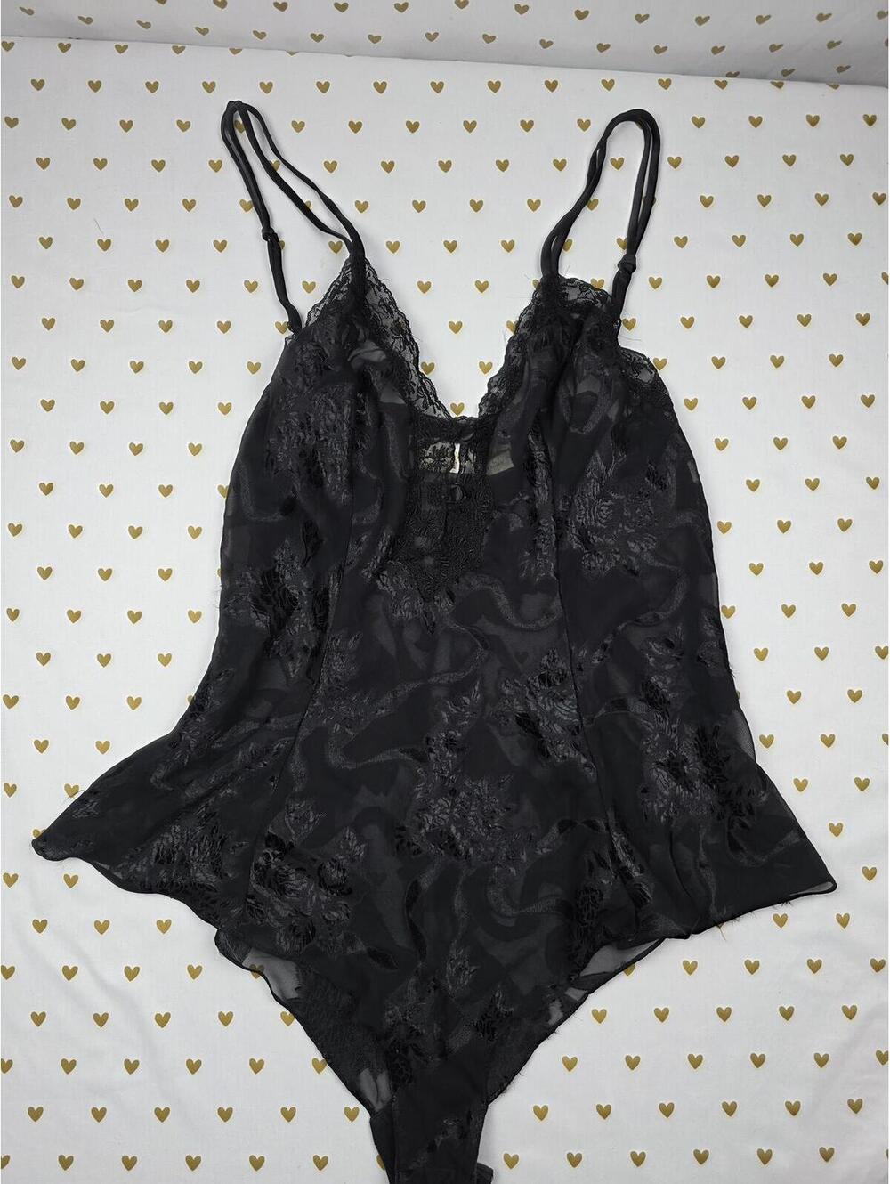 Victorias Secret Vintage GOLD LABEL Teddy Satin LARGE Silky Bodysuit Lingerie